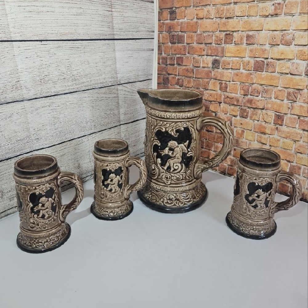 Vintage Ceramic Pitcher and Mug Set